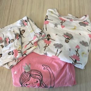 Carter’s Pajama Set Ballerinas Two Tops/Pants Set Girls Size 6 EUC